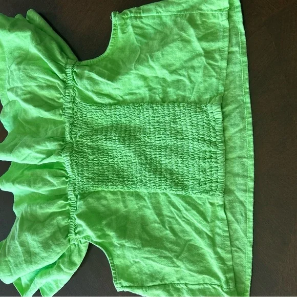 A New Day | Linen Blend Lime Green Off-Shoulder Crop Top - Picture 6 of 10